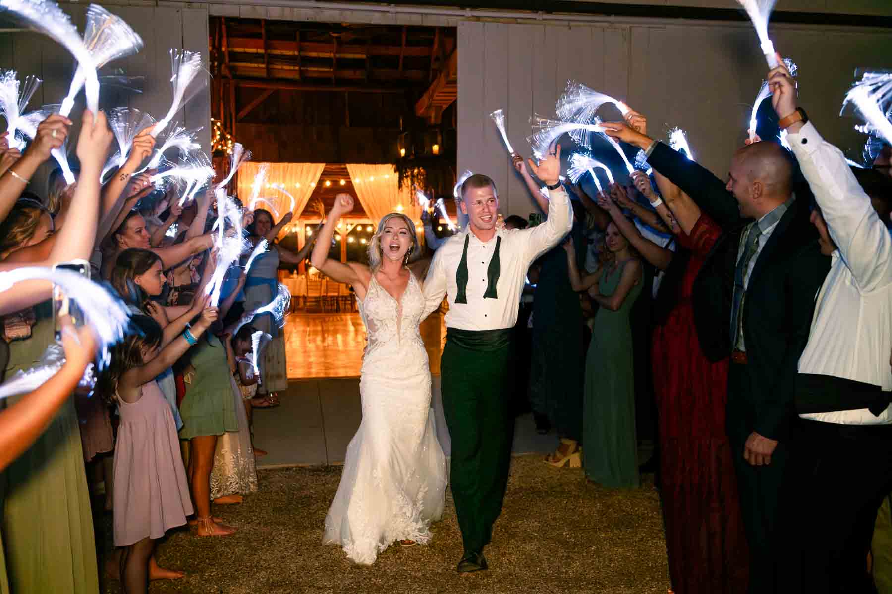 Bride and Groom existing Reception with electronic sparklers