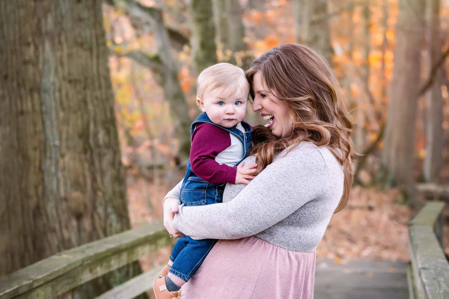 Mommy and baby boy fall photography