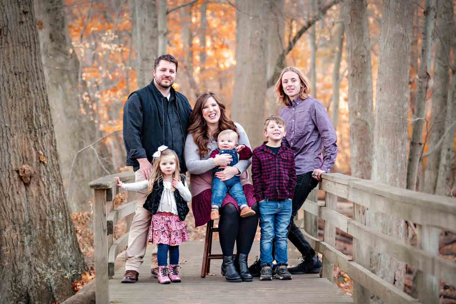 Family of six fall photography setting
