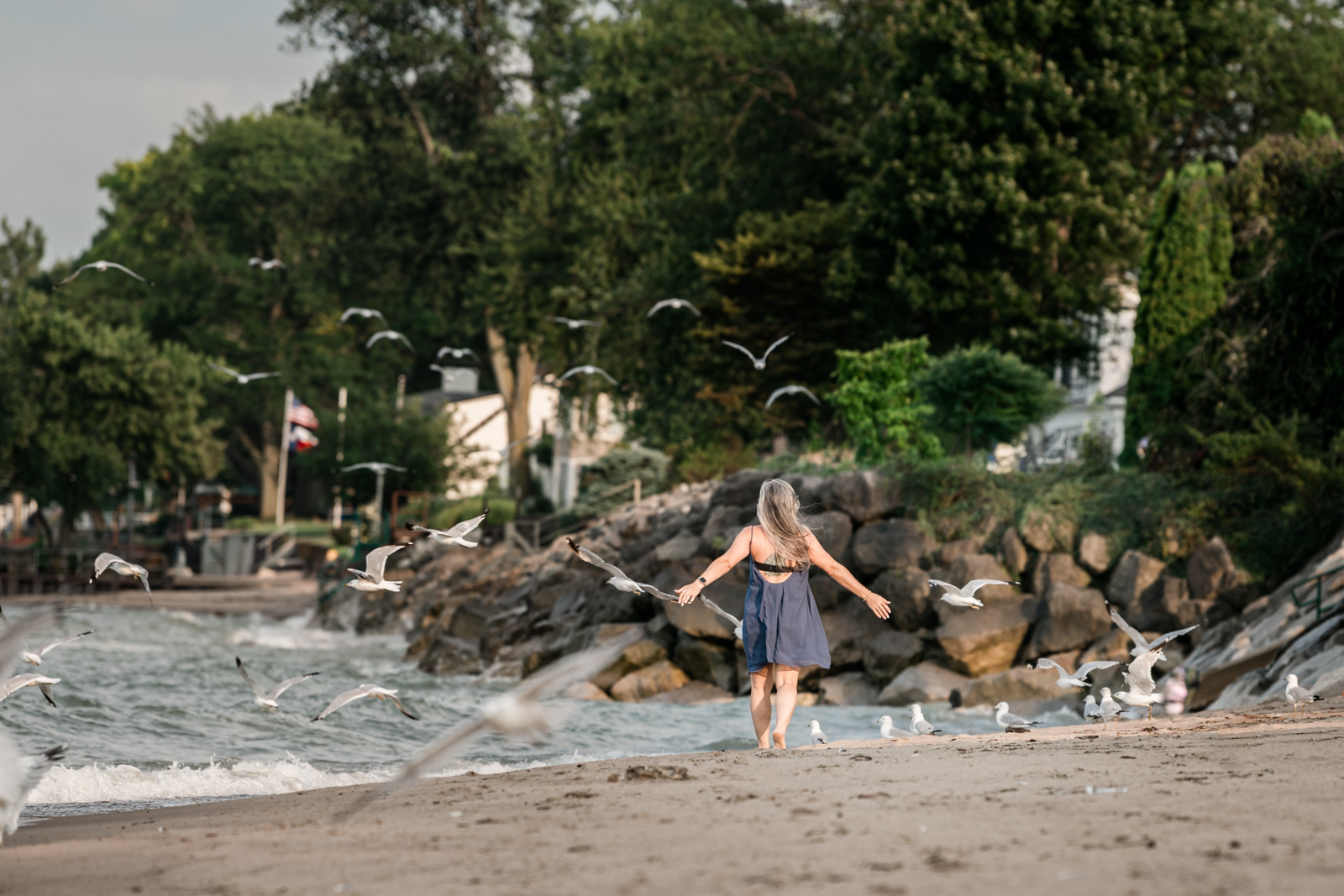 Woman running on the beach